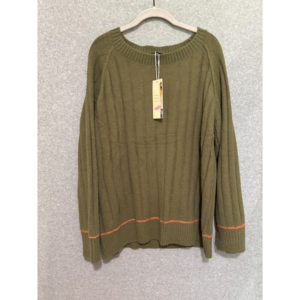 Dokotoo Women’s Large Olive Knit Sweater Ribbed Boho Slouchy Cozy NWT Goblincore